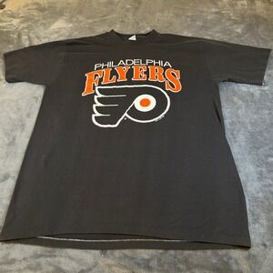 Vintage Philadelphia Flyers T-Shirt Adult Extra Large Black Artex NHL Hockey 80s
